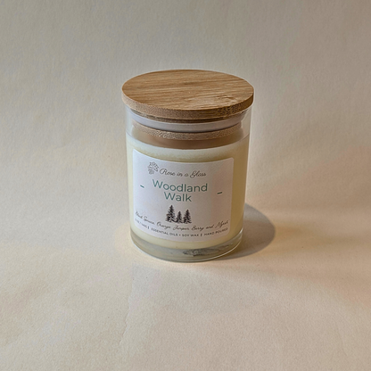 Closed Woodland Walk sensory support candle in reusable glass jar for aromatherapy wellness UK
