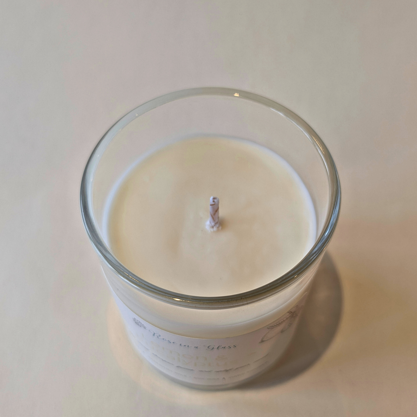 Close up of Lemon and Eucalyptus candles non toxic soy wax hand poured in Hampshire to help find calm focus and tranquility