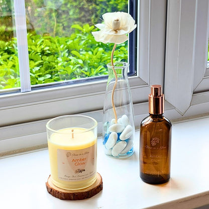 Amber Glow Aromatherapy gift set on a windowsill for a mindful sensory support wellness gift