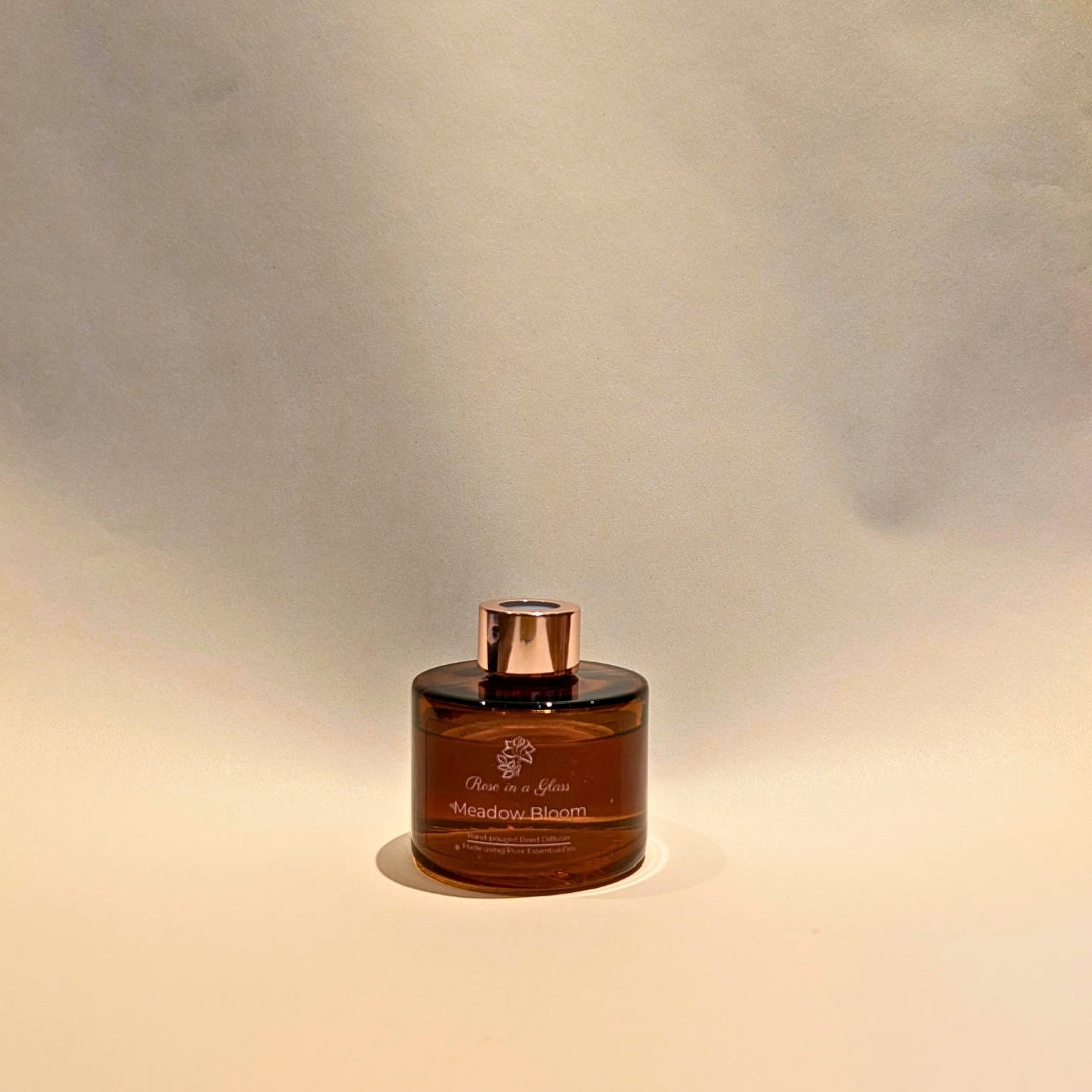 Pure essential oil Meadow Bloom reed diffuser to find calm focus and tranquillity in overstimulating spaces