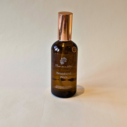 Handcrafted Woodland Walk aromatherapy spray in reusable glass bottle to find calm and focus UK