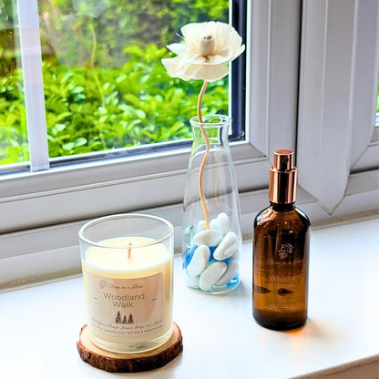 Woodland Walk Aromatherapy gift set on a windowsill for a mindful sensory support wellness gift